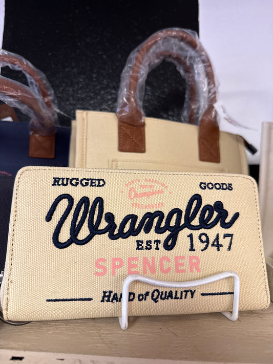 Vintage Wrangler Canvas Zip Wristlet - Tan