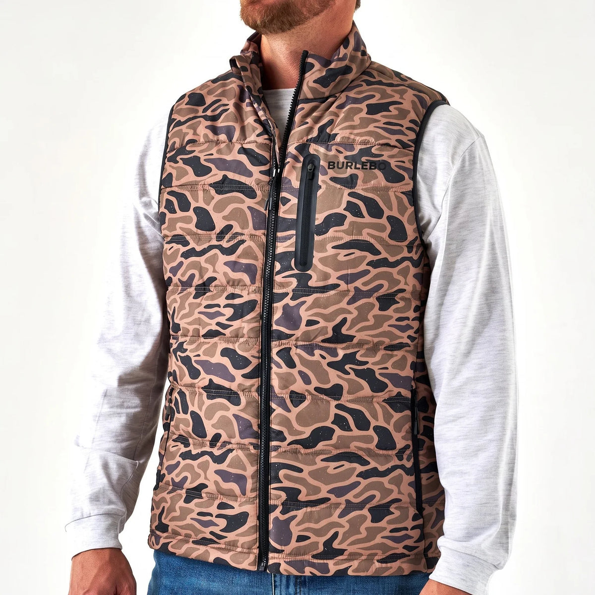 BURLEBO PUFFER VEST - GAUGE CAMO