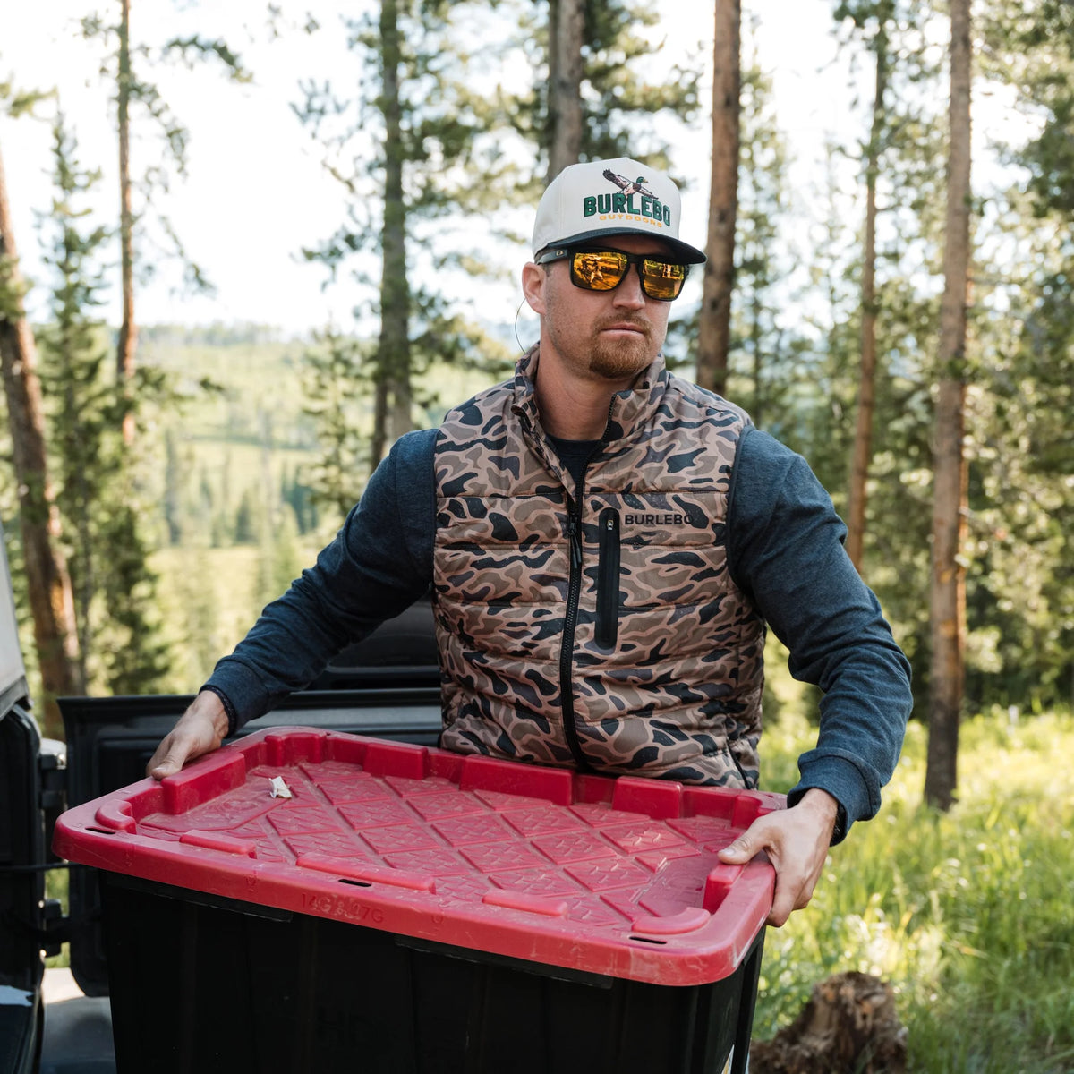 BURLEBO PUFFER VEST - GAUGE CAMO