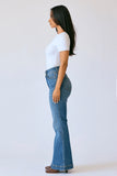 JUDY BLUE HIGH WAIST FLARE TUMMY CONTROL DOUBLE BUTTON WB JEANS - MEDIUM STONE