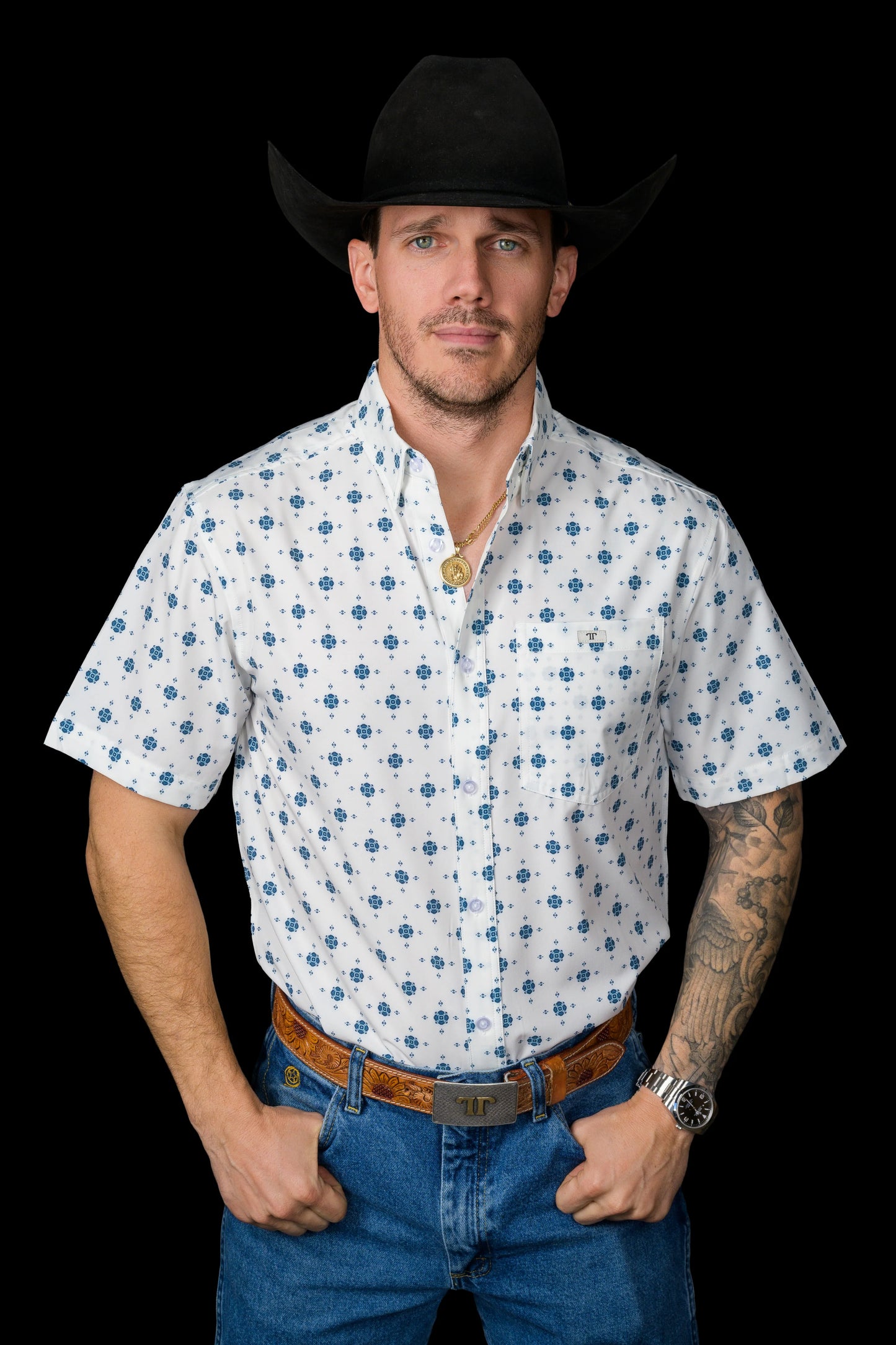 FERRELL MEN'S THE BEAU - SHORT SLEEVE BUTTON UP SHIRT