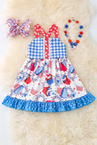Cup Cake Gingham Printed Girls Dress