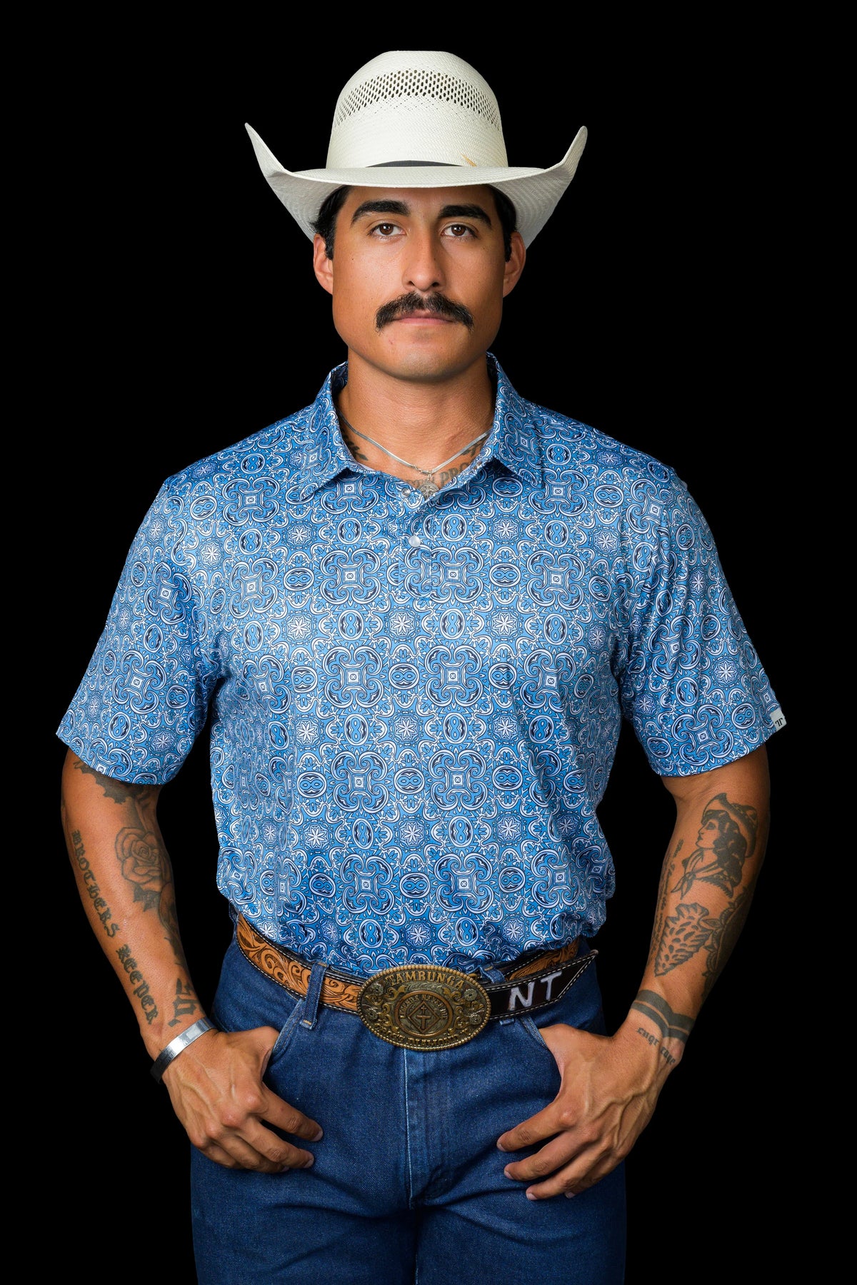 FERRELL MEN'S THE BENNETT IN LIGHT BLUE POLO
