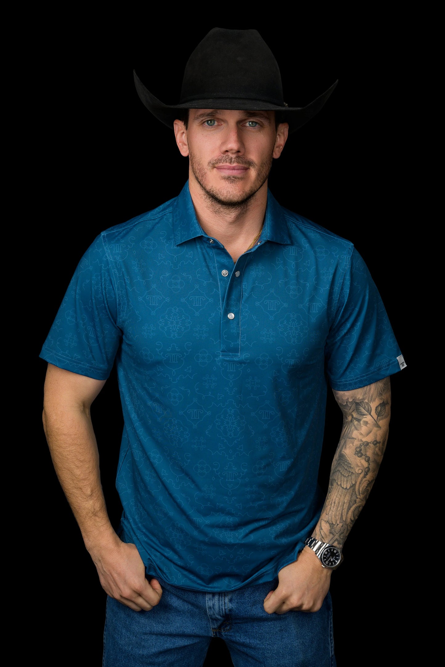 FERRELL MEN'S THE MICRO CARSON PEARL SNAP POLO