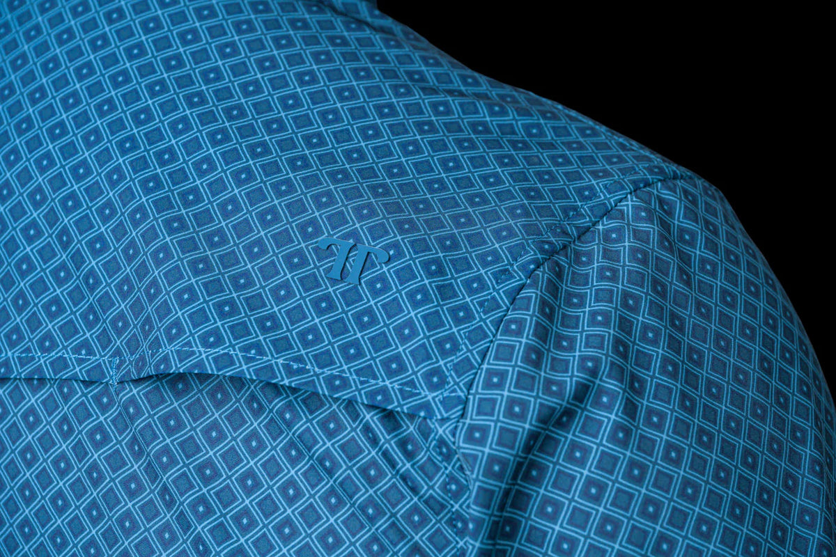 FERRELL MEN'S THE FROST LONG SLEEVE BUTTON UP PRINTED SHIRT - BLUE
