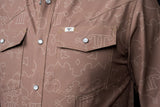 FERRELL MEN'S THE CARSON IN BROWN - LONG SLEEVE SNAP SHIRT