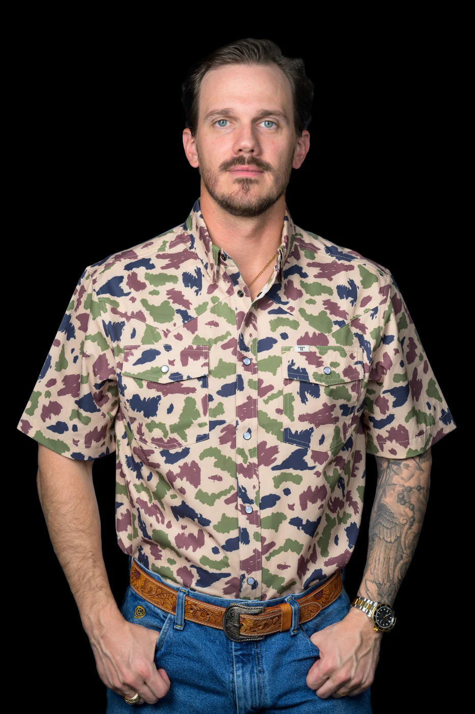 FERRELL CAMO SHORT SLEEVE SNAP SHIRT