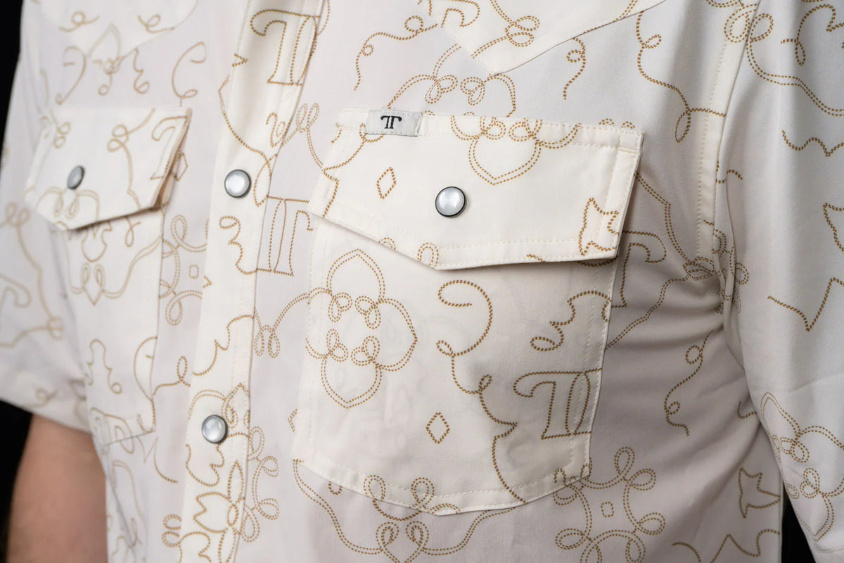 FERRELL MEN'S THE CARSON SHORT SLEEVE PEARL SNAP  - BEIGE