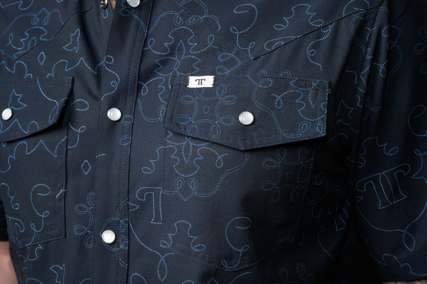 FERRELL MEN'S CARSON SHORT SLEEVE PEARL SNAP SHIRT - BLACK