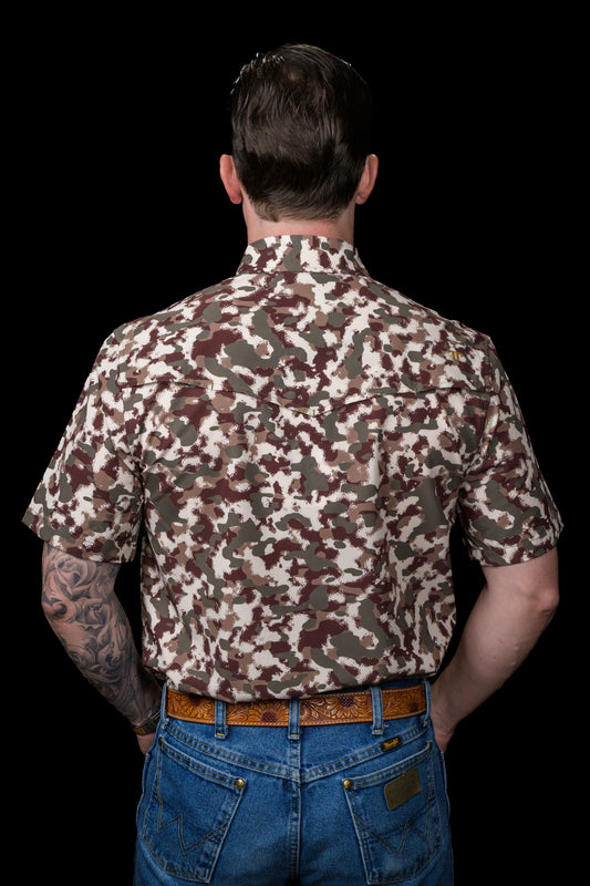 FERRELL MEN'S CAMO LITE SHORT SLEEVE PEARL SNAP SHIRT
