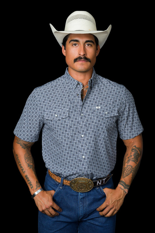 FERRELL MEN'S THE COLTON IN BLUE - SHORT SLEEVE SNAP