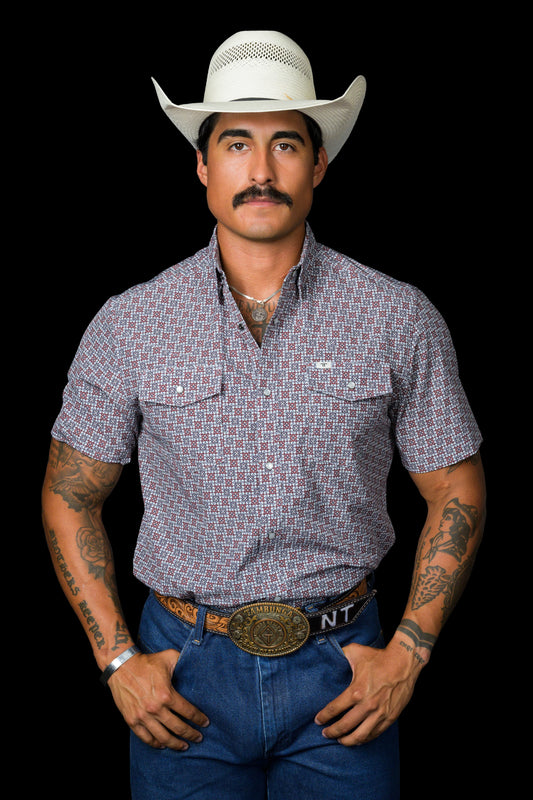 FERRELL MEN'S THE COLTON IN RED - SHORT SLEEVE SNAP