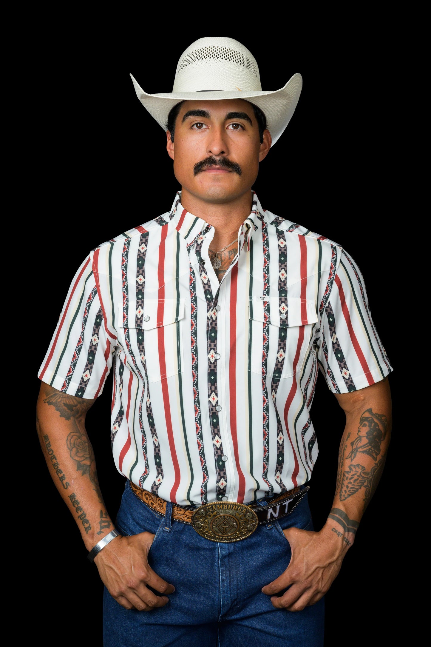 FERRELL MEN'S THE POST IN GREEN - SHORT SLEEVE SNAP