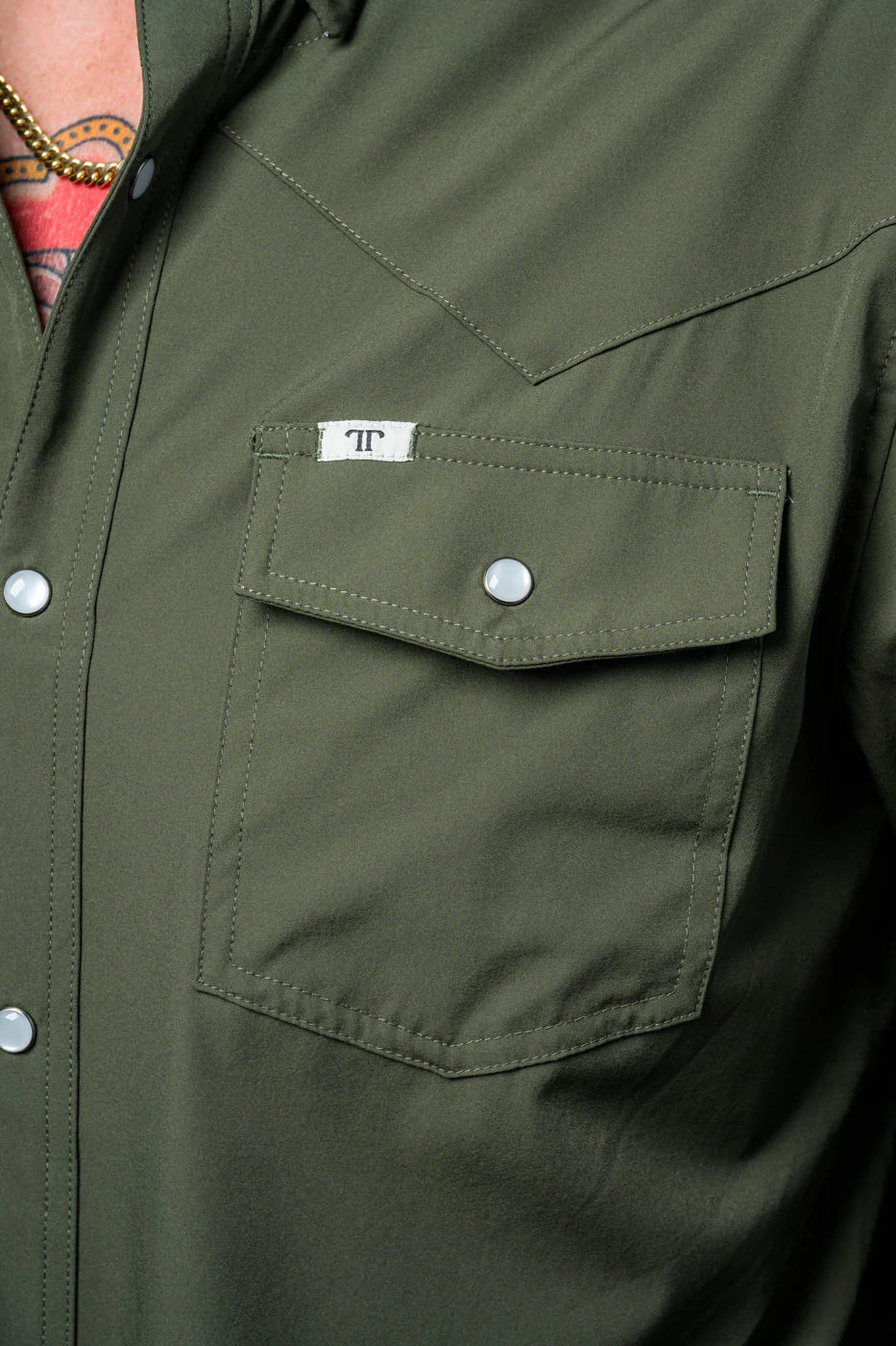 FERRELL MEN'S CORE OLIVE LONG SLEEVE SNAP SHIRT