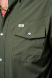 FERRELL MEN'S CORE OLIVE LONG SLEEVE SNAP SHIRT