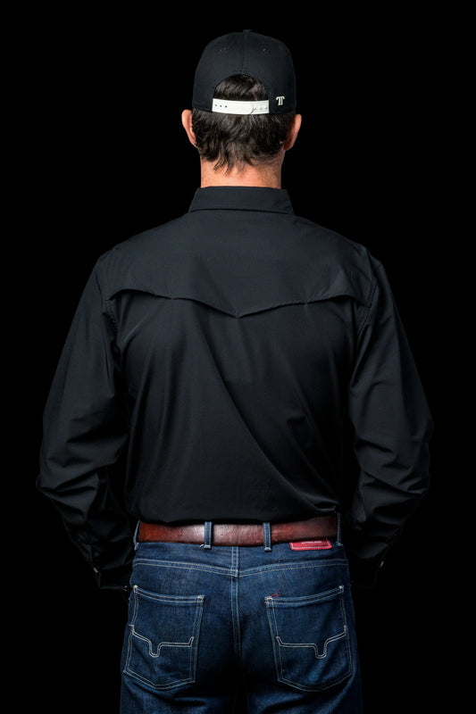 FERRELL MEN'S BLACK LONG SLEEVE SNAP SHIRT