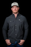 FERRELL MEN'S GREY LONG SLEEVE PEARL SNAP SHIRT