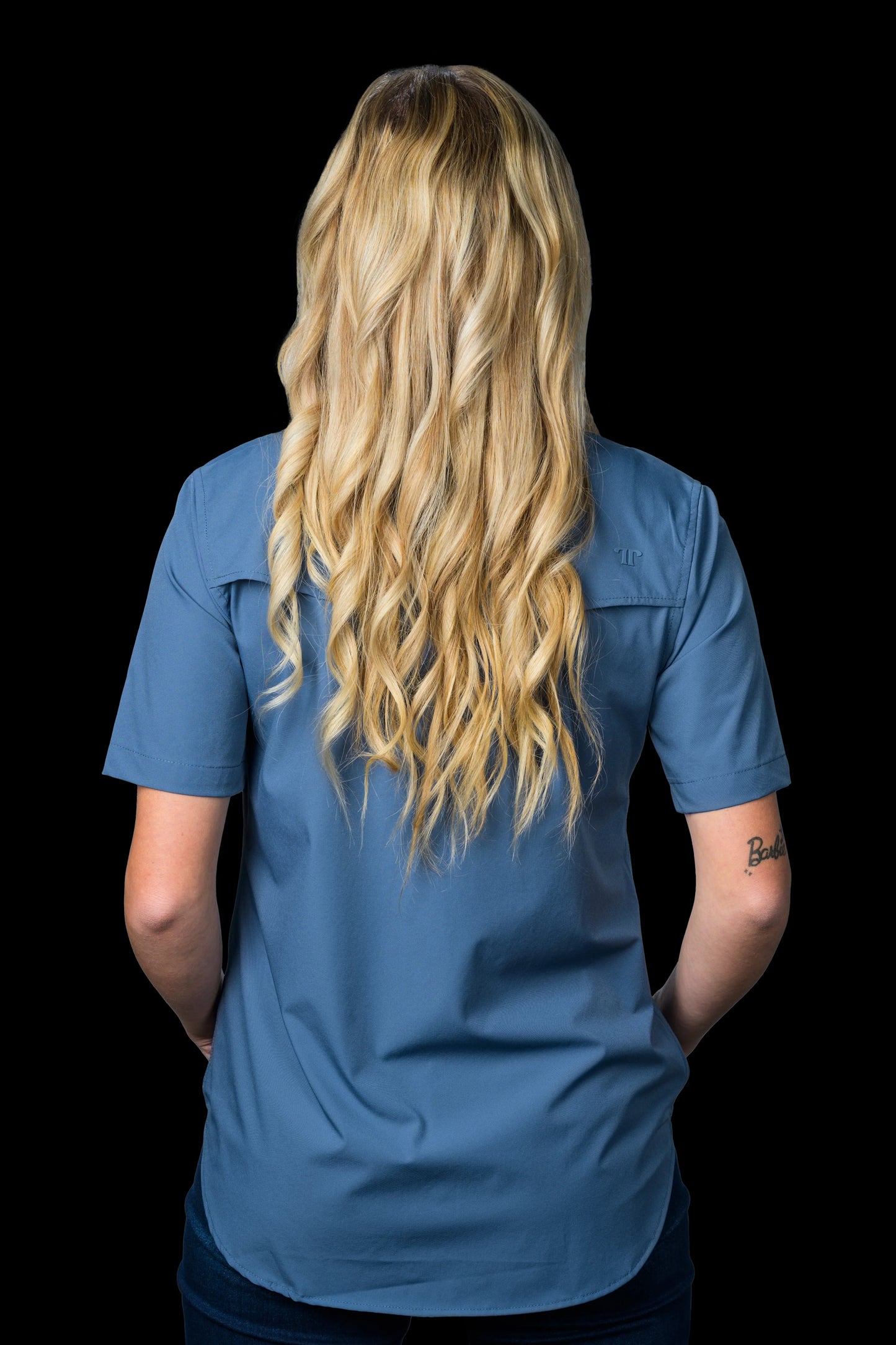 FERRELL WOMEN'S CORE BLUE SHORT SLEEVE SNAP SHIRT