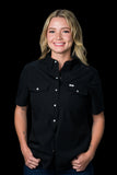 FERRELL WOMEN'S CORE BLACK SHORT SLEEVE SNAP SHIRT