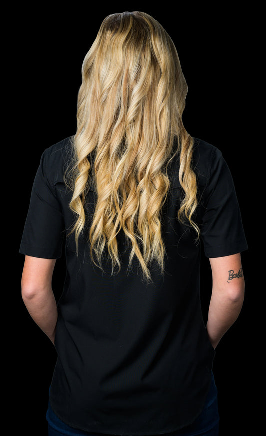 FERRELL WOMEN'S CORE BLACK SHORT SLEEVE SNAP SHIRT