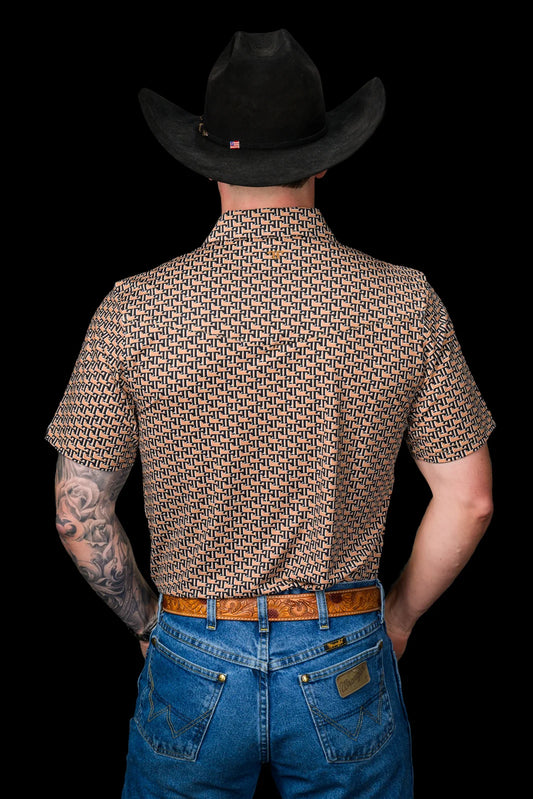 FERRELL MEN'S THE CLARK PEARL SNAP POLO IN BROWN