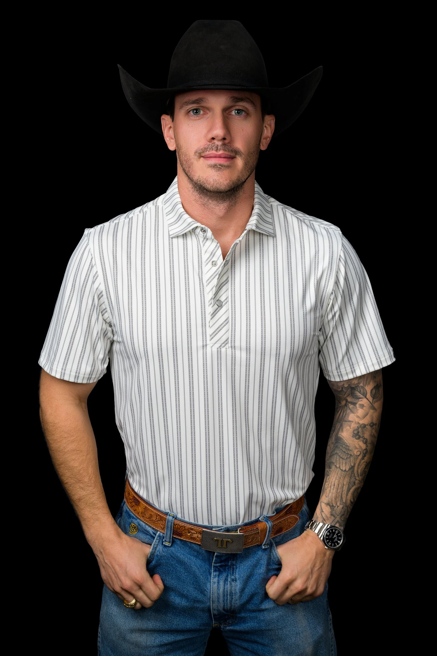 FERRELL MEN'S THE JACK PEARL SNAP POLO IN CREAM
