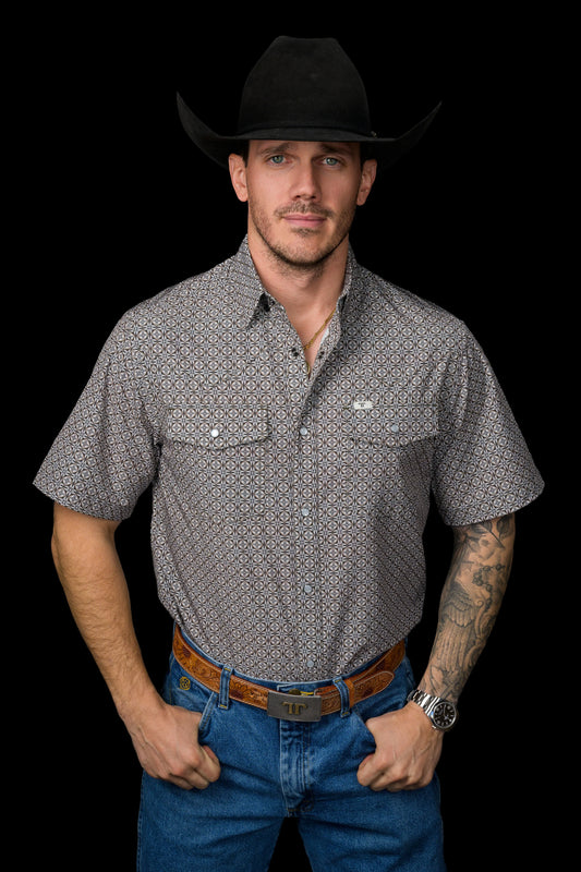 FERRELL MEN'S THE ARCHER SHORT SLEEVE PEARL SNAP SHIRT