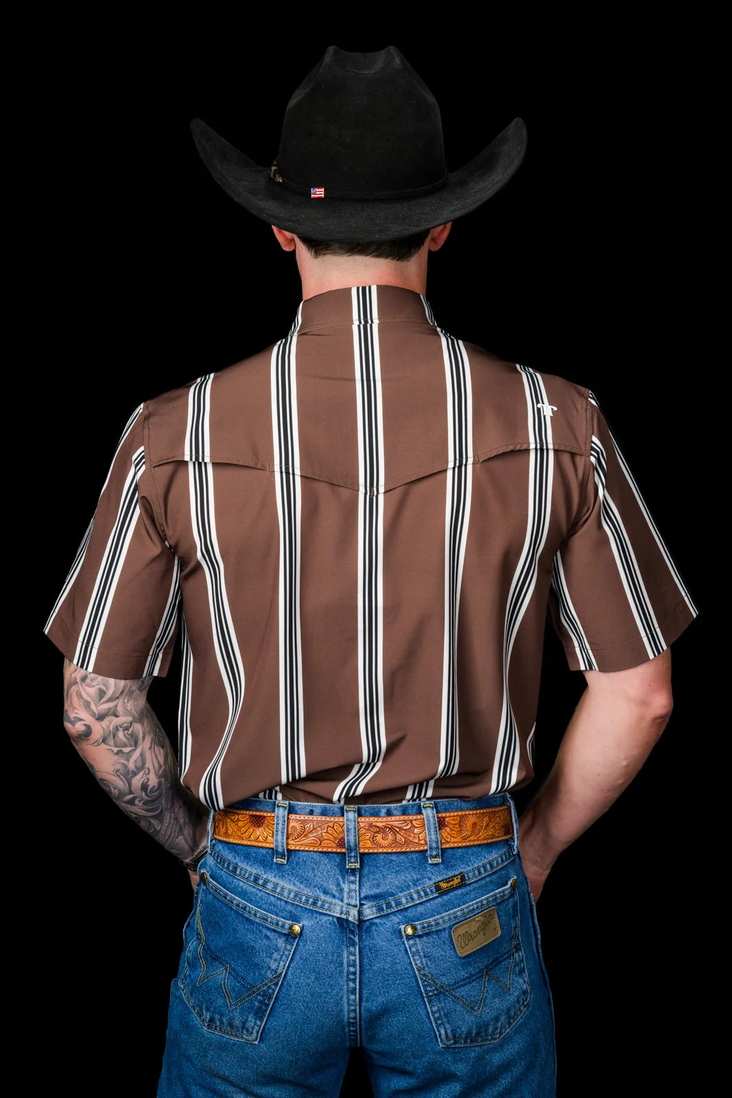 FERRELL MEN'S THE HATFIELD SHORT SLEEVE PEARL SNAP SHIRT IN BROWN