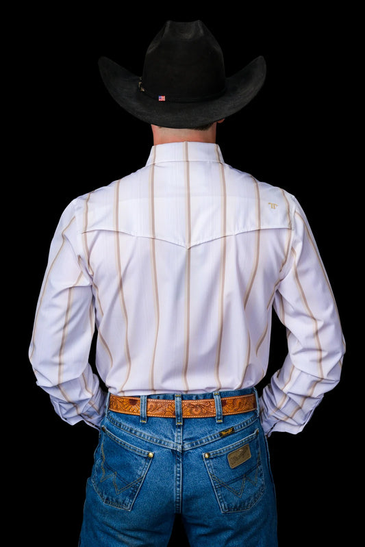 FERRELL MEN'S THE TRISTAN LONG SLEEVE PEARL SNAP SHIRT IN CREAM