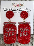 BIG RED SODA BEADED STUD EARRINGS