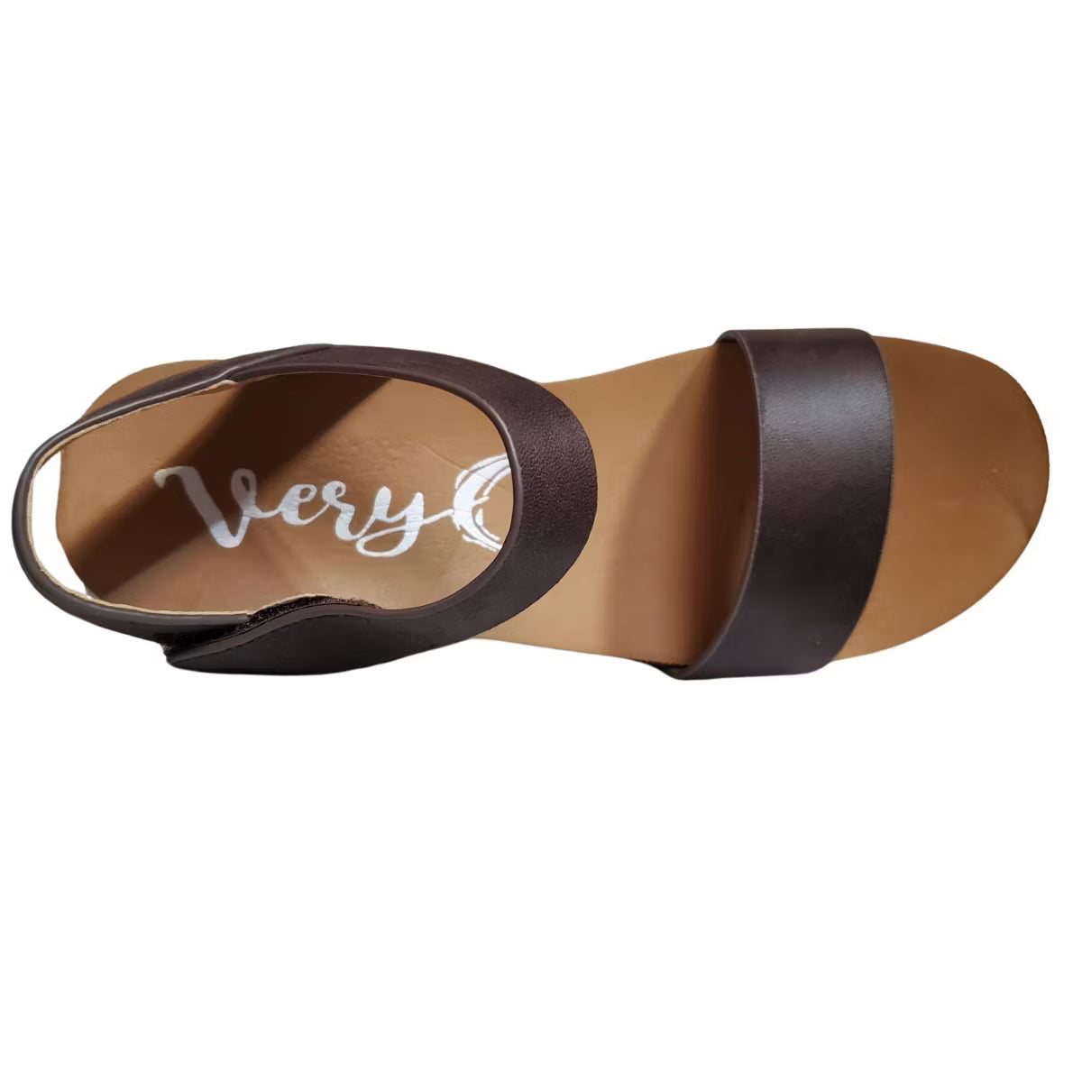VERY G DEVON 2 WEDGE HEEL SLIP ON PLATFORM SANDAL - CHOCOLATE