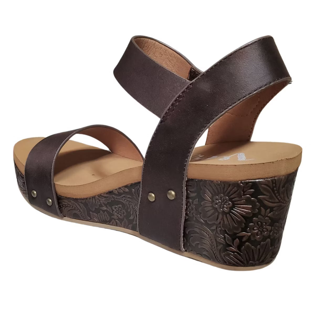 VERY G DEVON 2 WEDGE HEEL SLIP ON PLATFORM SANDAL - CHOCOLATE