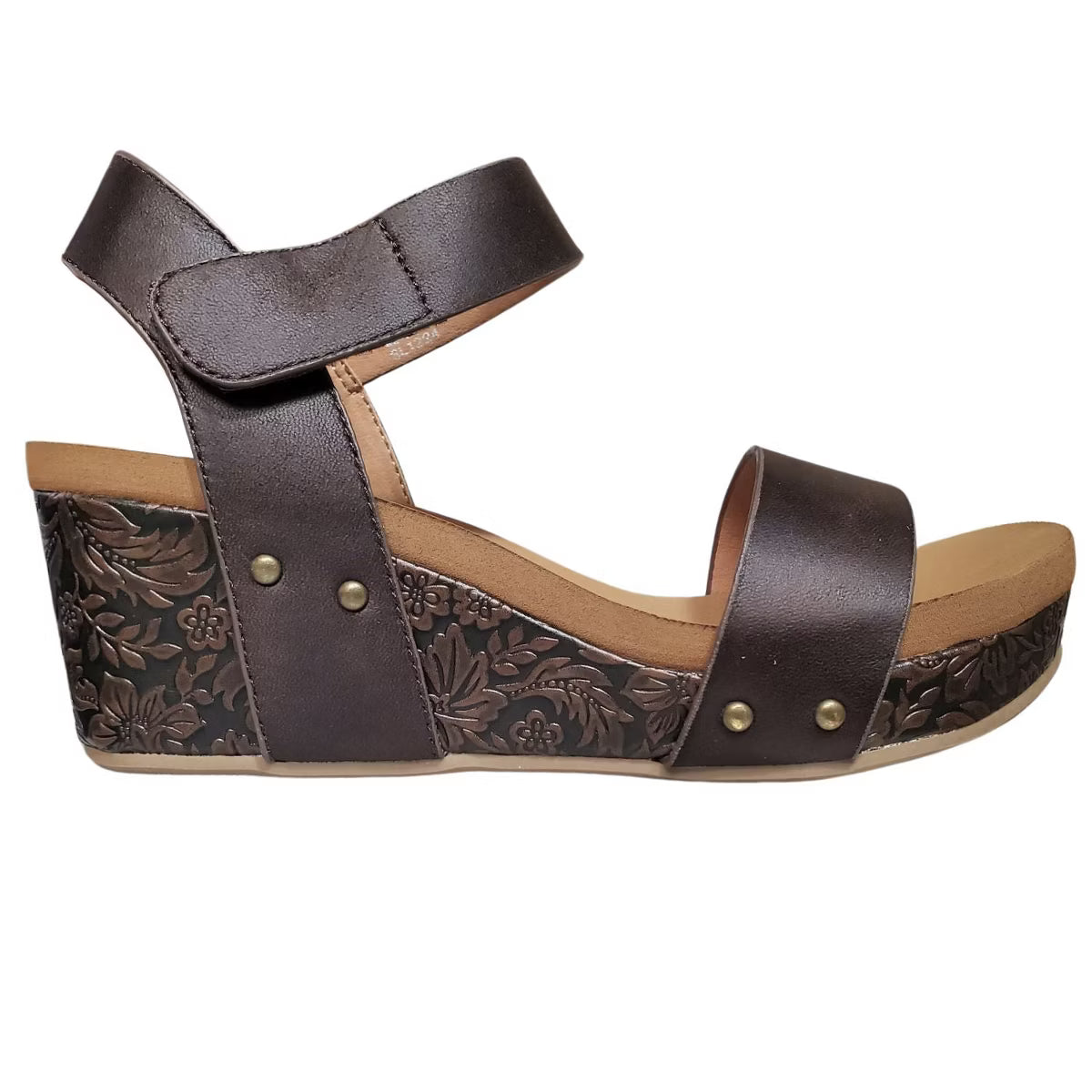 VERY G DEVON 2 WEDGE HEEL SLIP ON PLATFORM SANDAL - CHOCOLATE