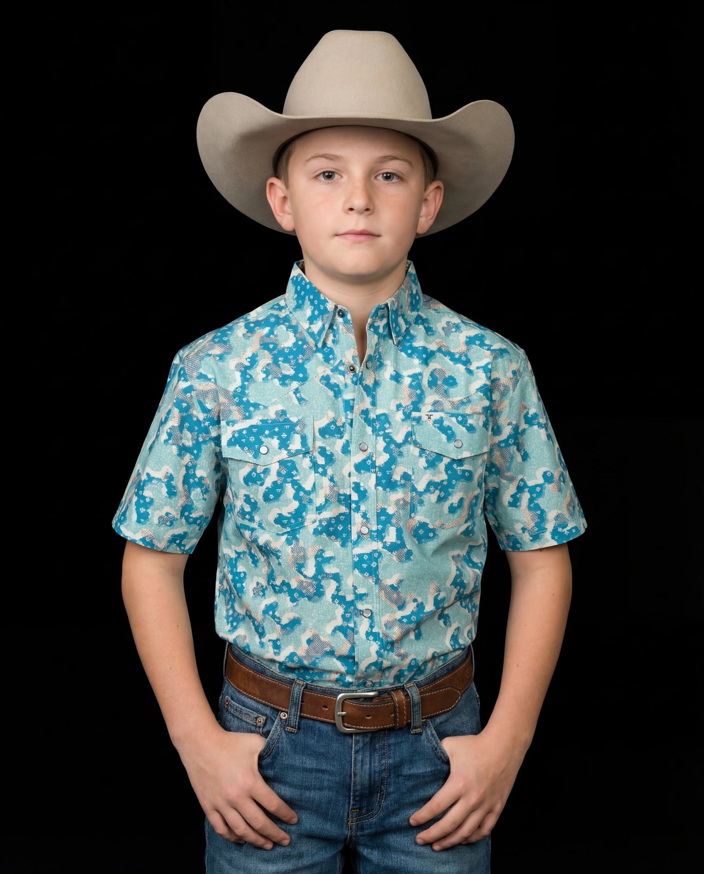 FERRELL KID'S TRAVIS SHORT SLEEVE PEARL SNAP