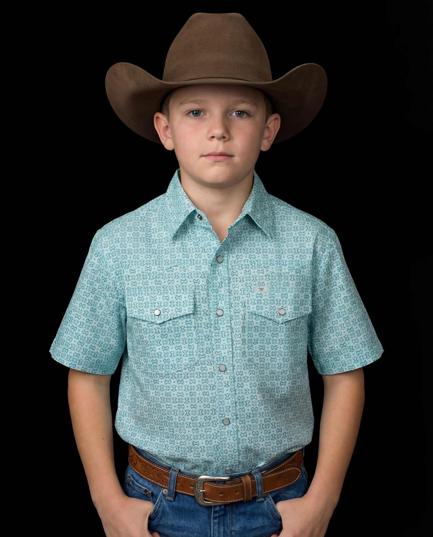 FERRELL KID'S PIERCE SHORT SLEEVE PEARL SNAP