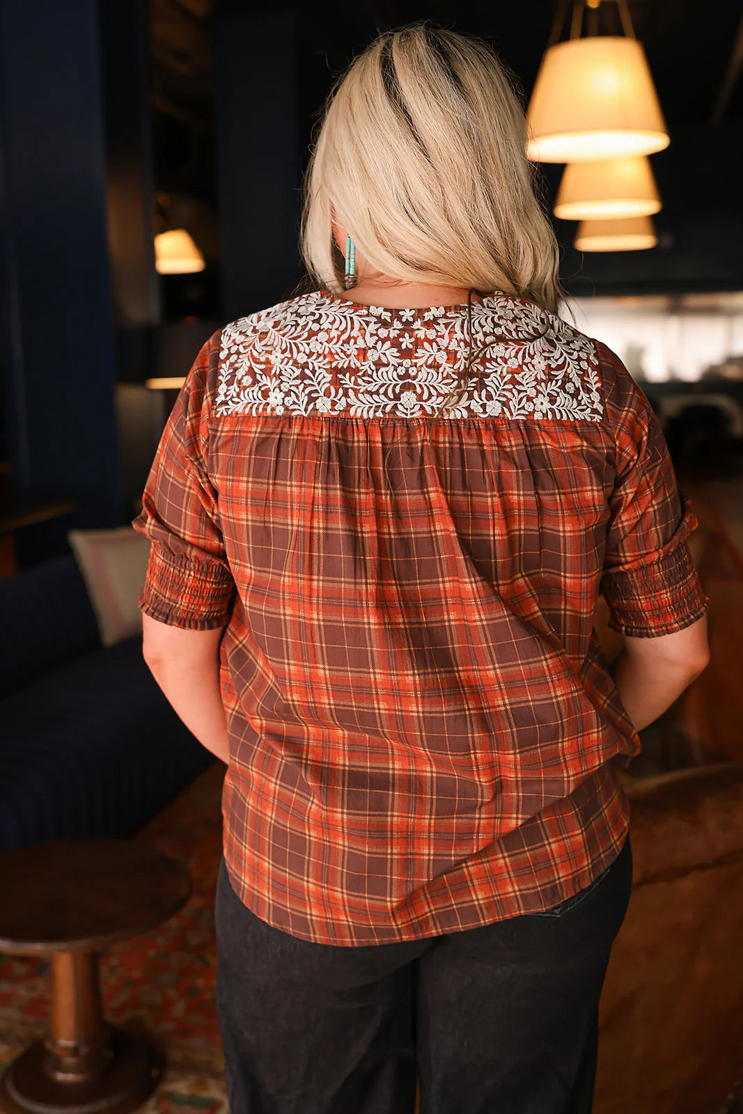THE GRACE BROWN PLAID TOP