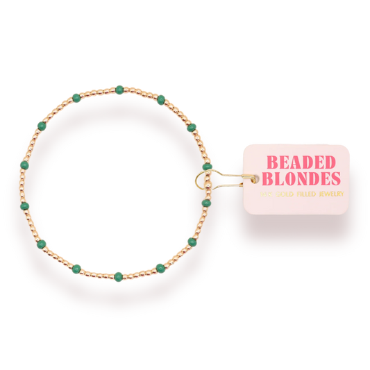Beaded Blondes Green Dainty Poppi 6.75" Bracelet
