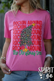 ROCKIN AROUND THE CHRISTMAS TREE TEE- HEATHER CHARITY PINK