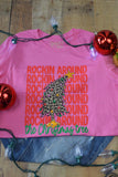ROCKIN AROUND THE CHRISTMAS TREE TEE- HEATHER CHARITY PINK