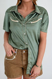 ARROW SATIN PEARL SNAP SHIRT - SOLID SAGE
