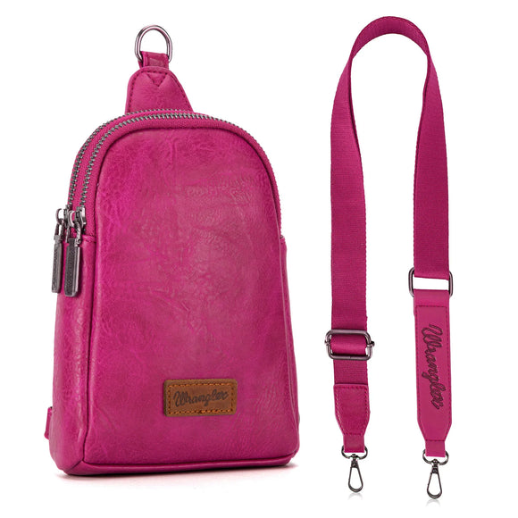 WRANGLER CASUAL PLAIN CROSSBODY SLING CHEST BAG - HOT PINK