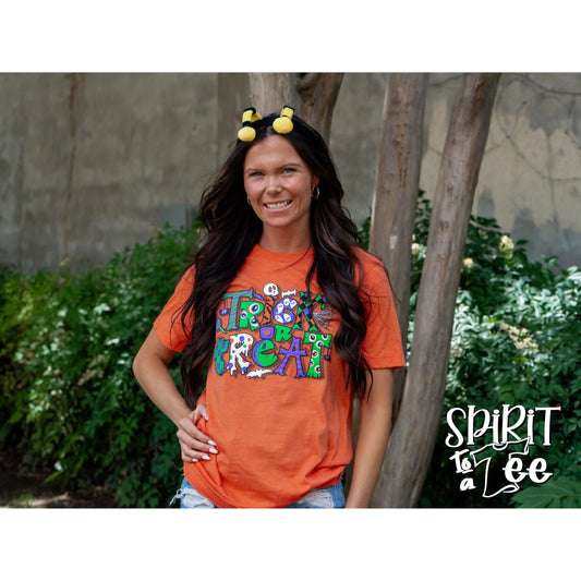 TRICK OR TREAT TEE - HEATHER ORANGE