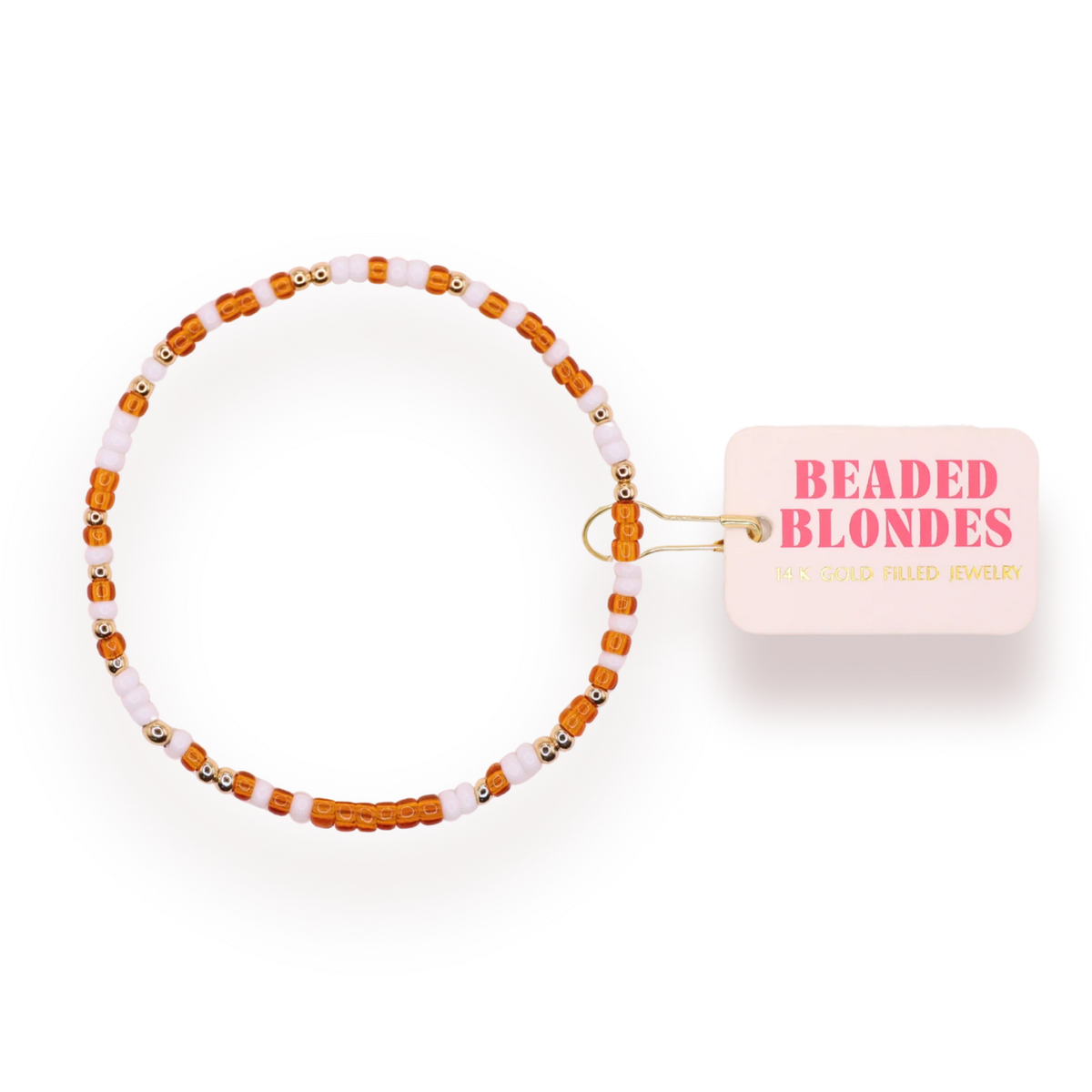 Beaded Blondes Burnt Orange and White Sprinkle 6.75" Bracelet