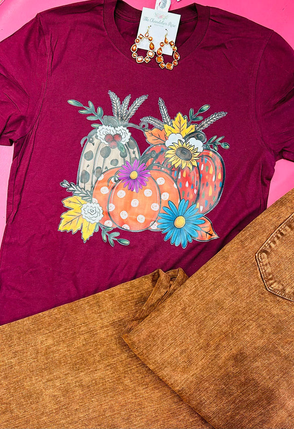 FALL PUMPKINS TEE - MAROON