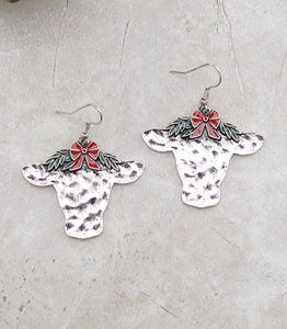 WESTERN CHRISTMAS COW EARRINGS