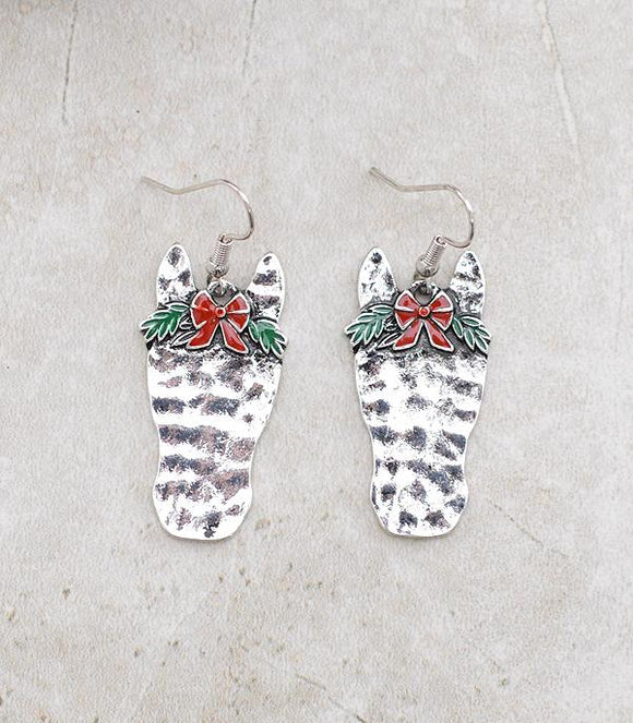 CHRISTMAS HORSE HOOK EARRINGS