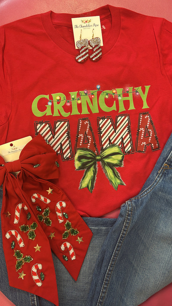 GRINCHY MAMA TEE - RED