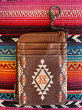 WRANGLER SOUTHWESTERN ART PRINT MINI ZIP CARD CASE - COFFEE