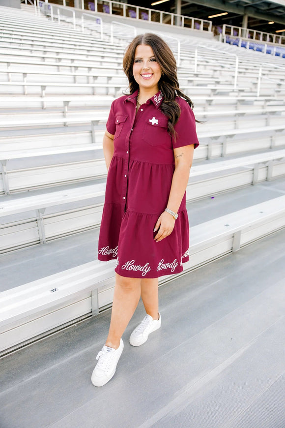 THE HOWDY DRESS - MAROON