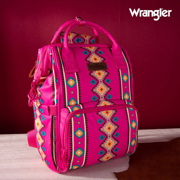 Wrangler Allover Aztec Dual Sided Backpack - Hot Pink